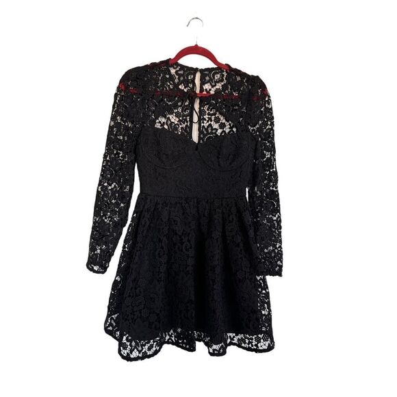 Self-Portrait Tie-neck Mini Dress in Black UK8/US4 - Picture 6 of 11